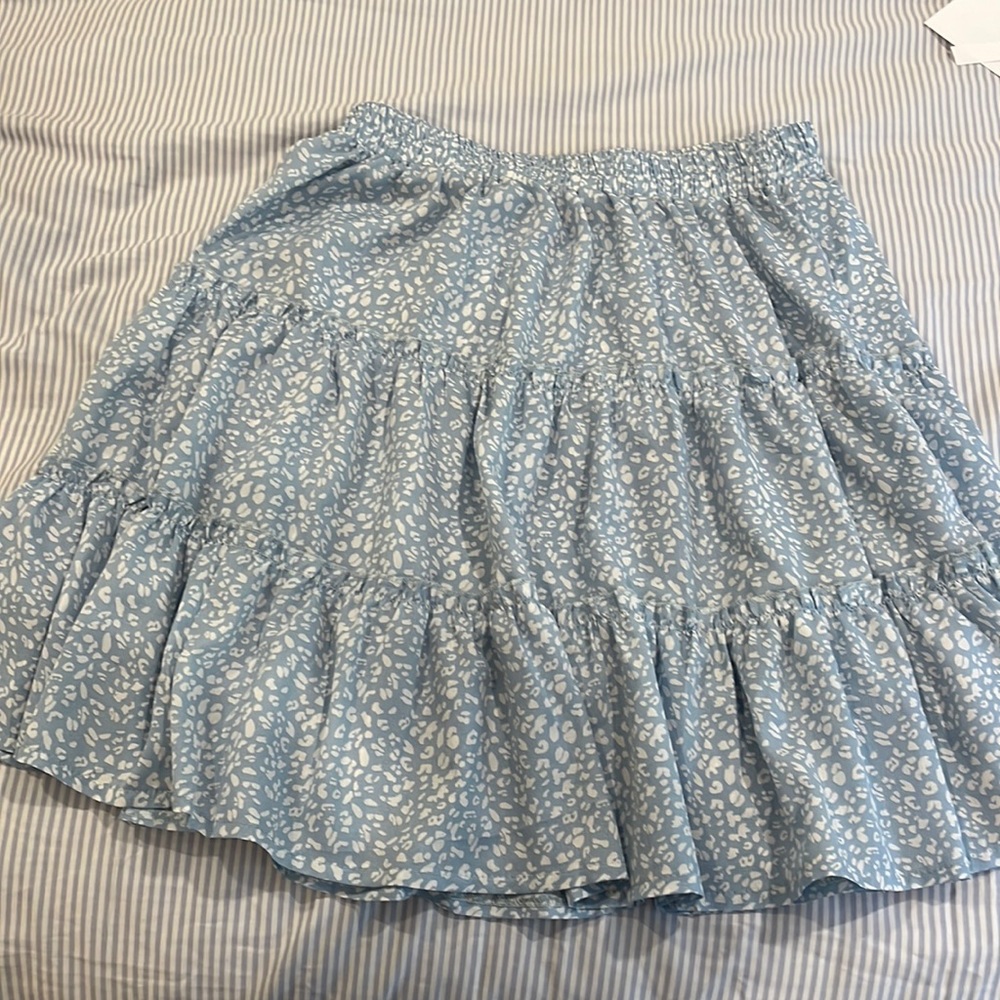 Blue and white patterned skirt